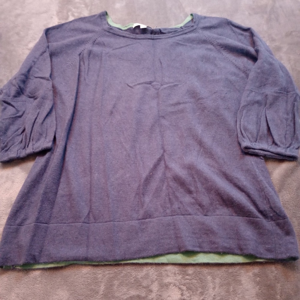 Boden Sweater Shirt Cashmere Angora Rabbit Hair Blend‎ SIze 16 Blue 3/4 Sleeves